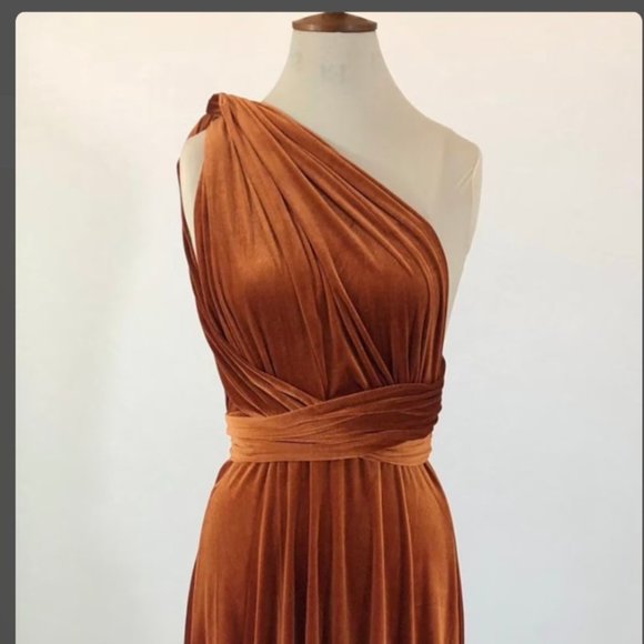 Valdenize Maidenhead Dresses Multiway Burnt Orange Velvet Dress For
